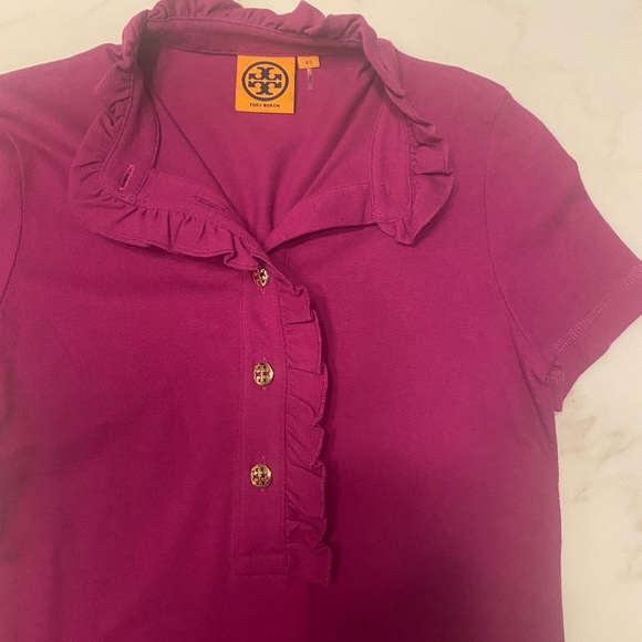 Tory Burch Tops - Tory Burch Women's Fuchsia Ruffle Button Down Shirt